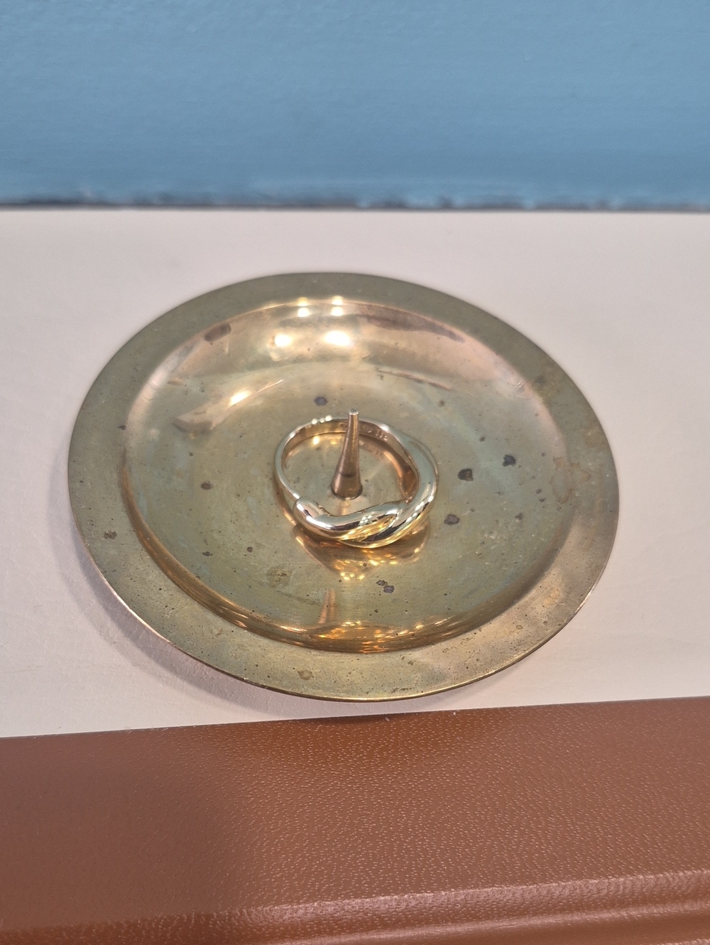 Vintage Brass Ring Holder Jewelry Tray - Gold Tone